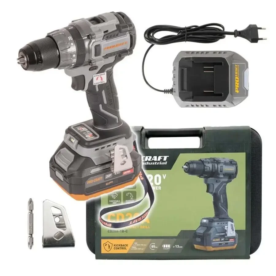 Акумуляторний шуруповерт Procraft Industrial CD20A (20В 4Ач)