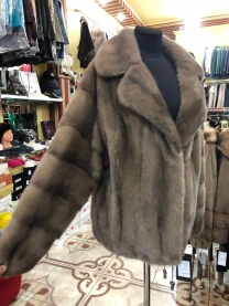 Шуба норова,пастель,Англійський комір