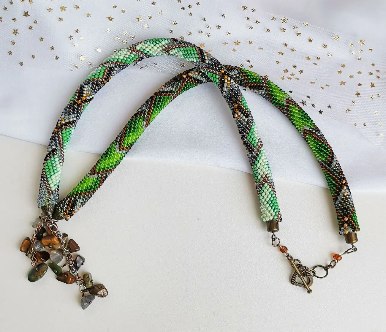 Прикраса із бісеру кольє-джгут Лісова казка 7