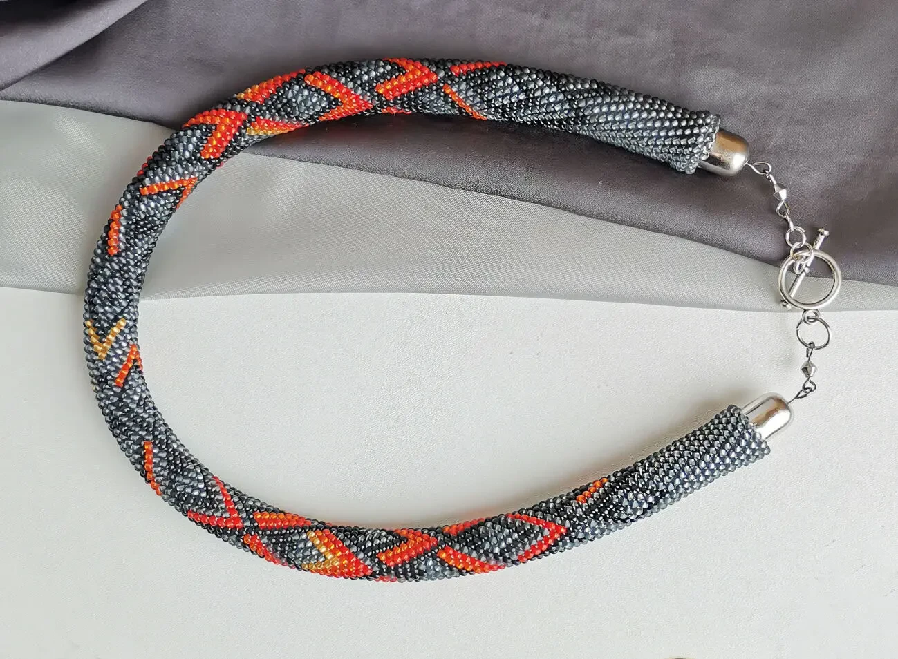 Прикраса із бісеру кольє-джгут Жар-птиця 8