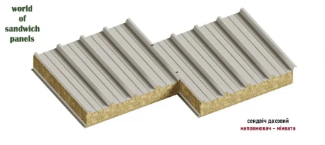 Дахові сендвіч панелі з наповнювачем мінеральна базальтова вата