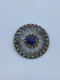 Брошка Волошковий пагорб, мельхіор, лазурит, СРСР, 1970 рік