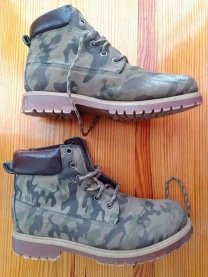 Сапоги ботинки 39 39.5 25.5 зеленые камо, деми, шнуровка, на дачу
