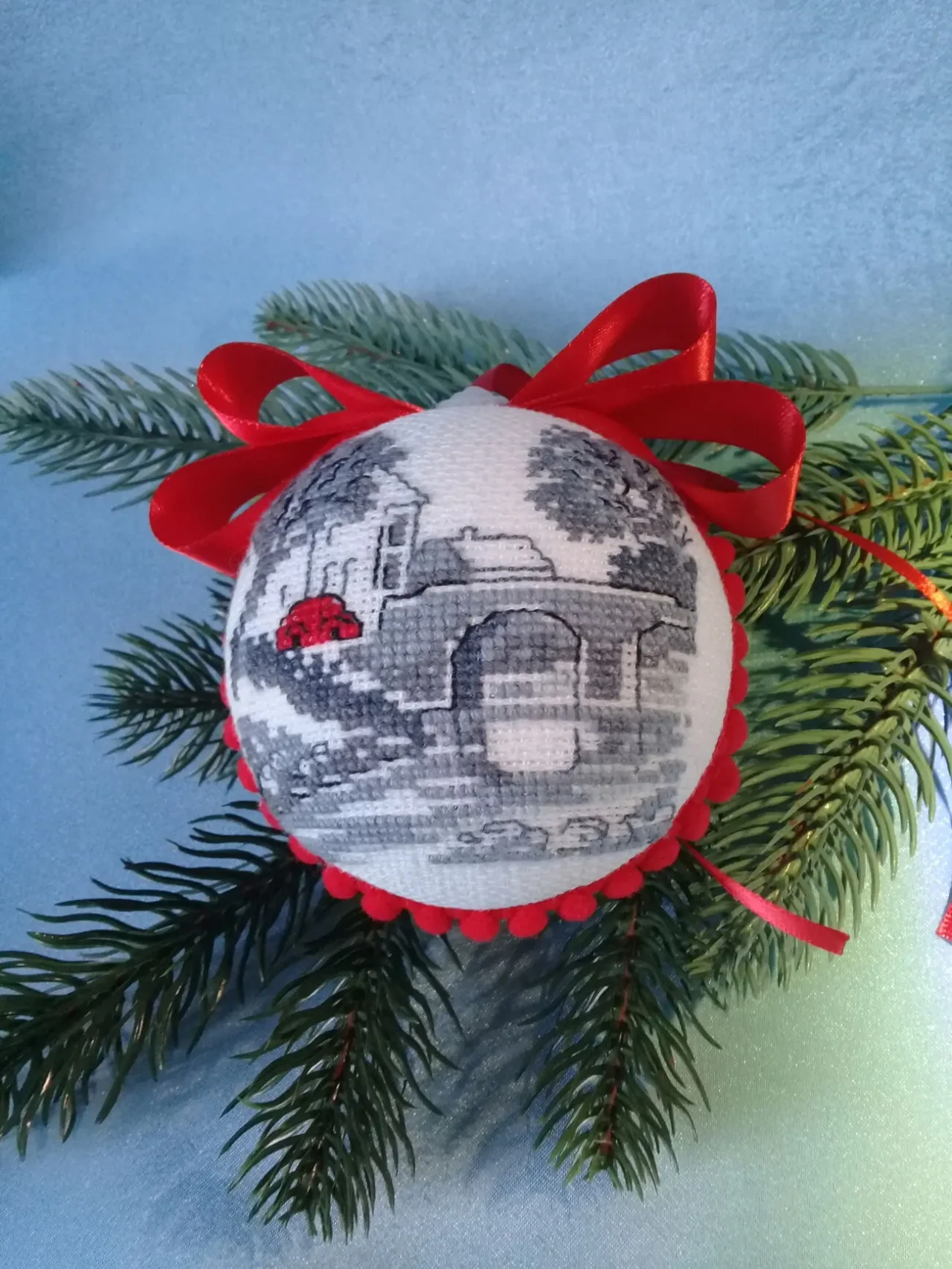 Новорічні іграшки вишиті набір 4