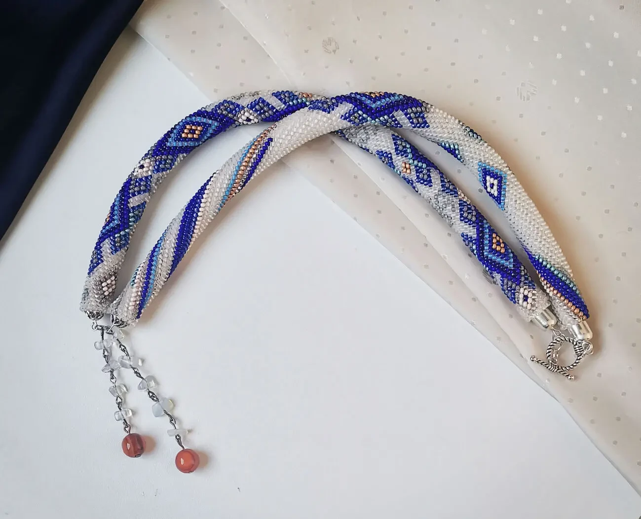 Прикраса із бісеру кольє-джгут Зоряне сяйво 6