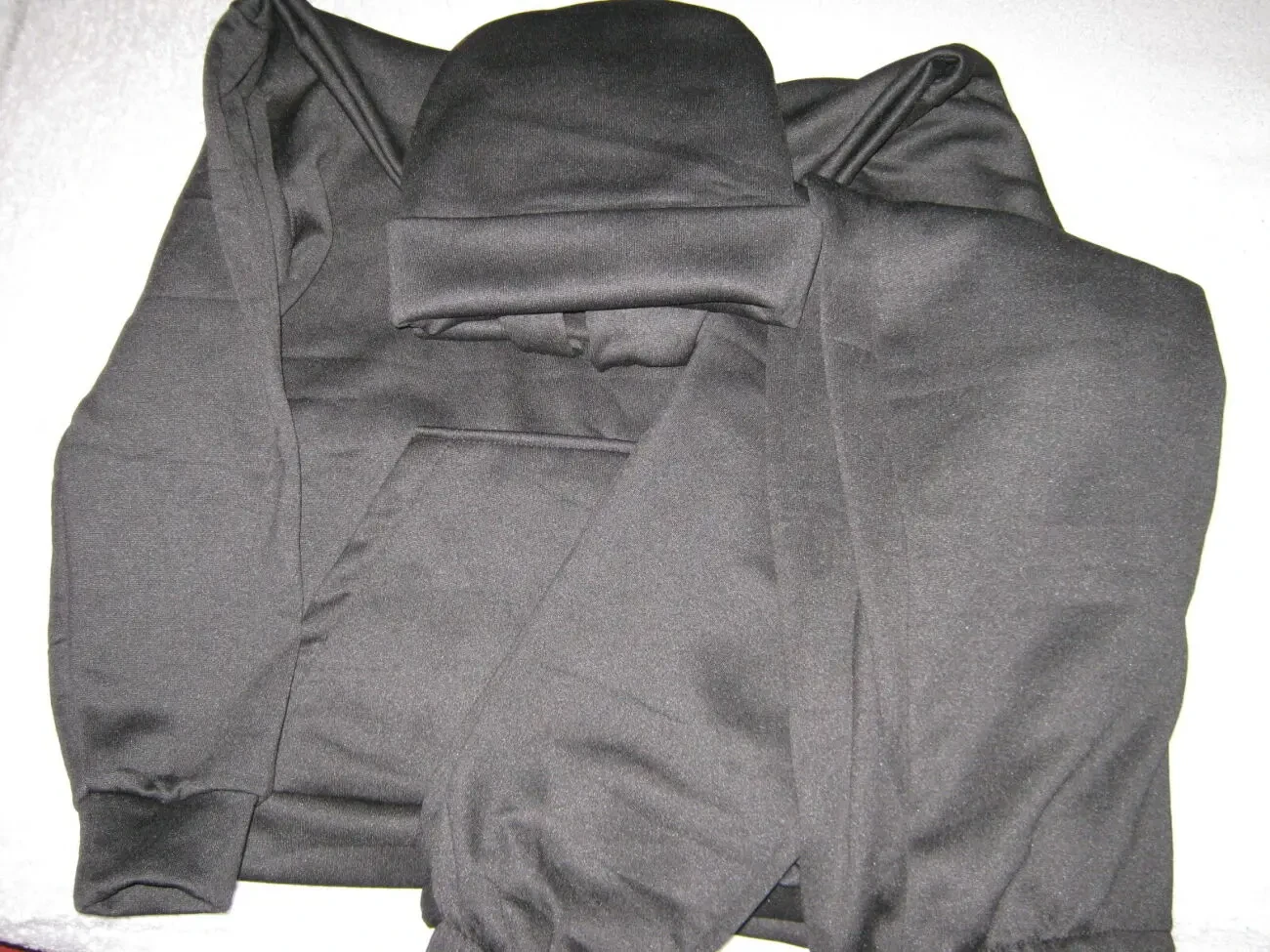 Костюм-трійка на флісі чорний худі, джогери, шапка 6