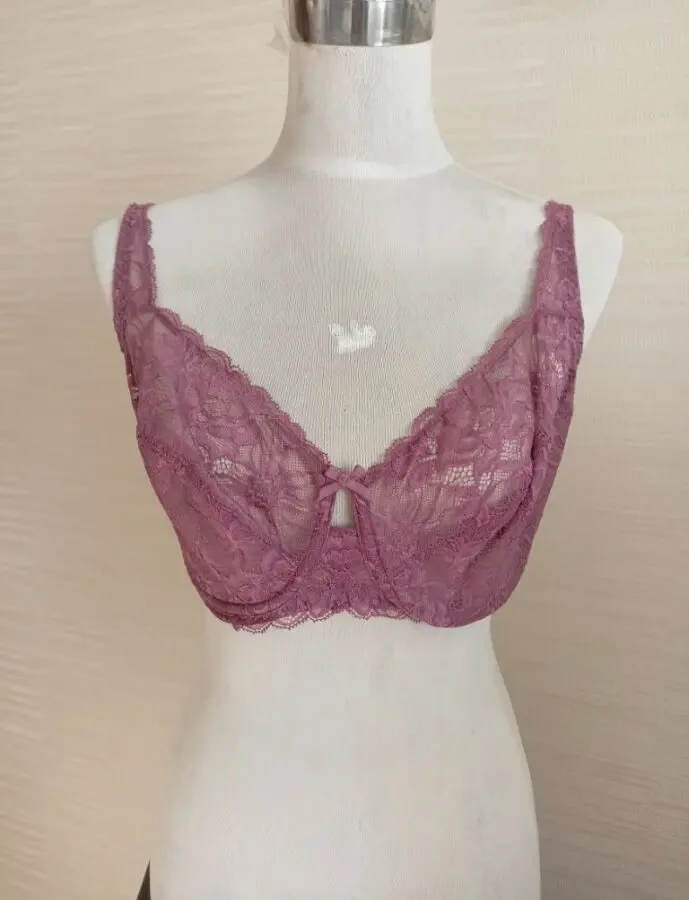 TU Eur 34F 75F Бюстгальтер ажурный мягкий косточка лиловый 5