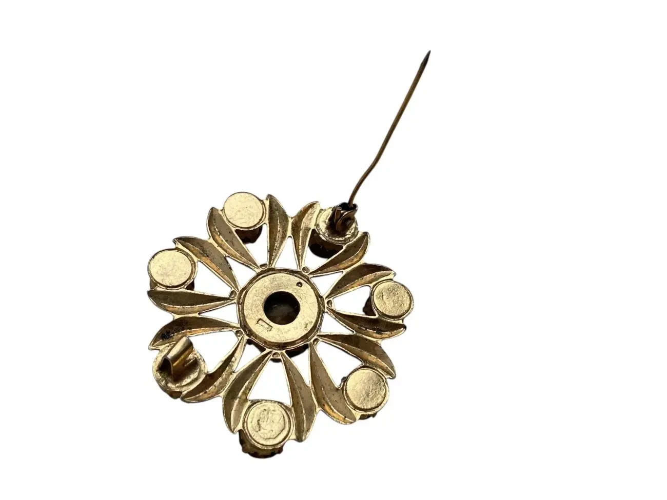 Вінтажна позолочена брошка срср брошка-сніжинка зі скляними каменями 4