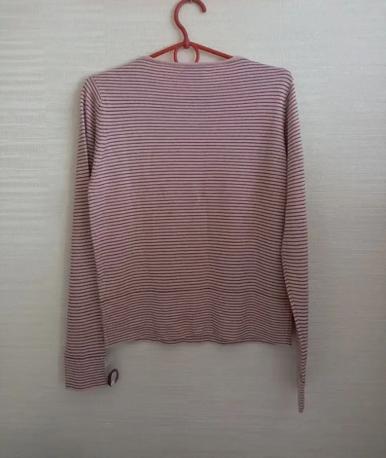 Bonsoir Теплый женский свитер в полоску шелк кашемир М 4