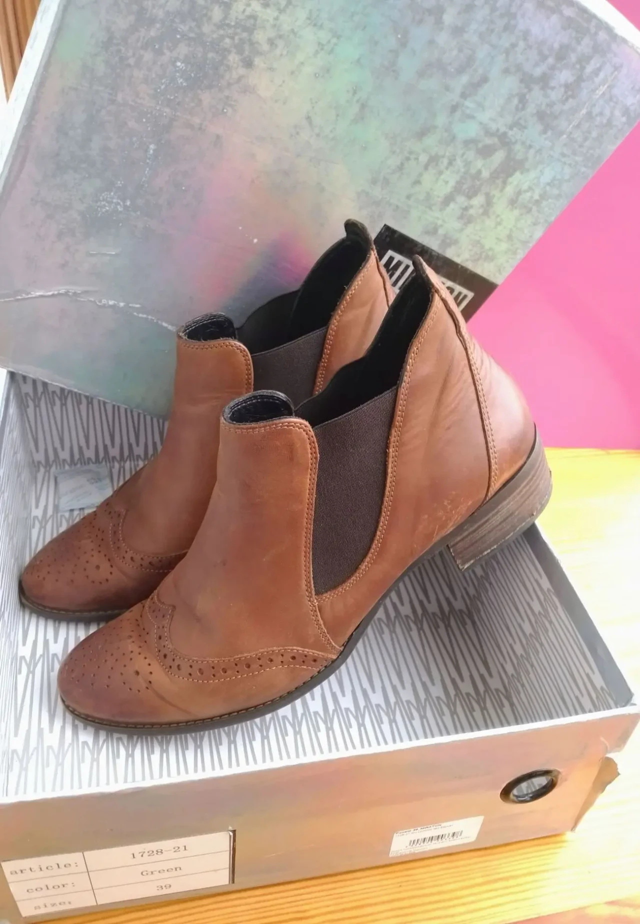 Сапоги коричневые 39 25 кожа, деми ботильоны невысокий каблук, резинки 2