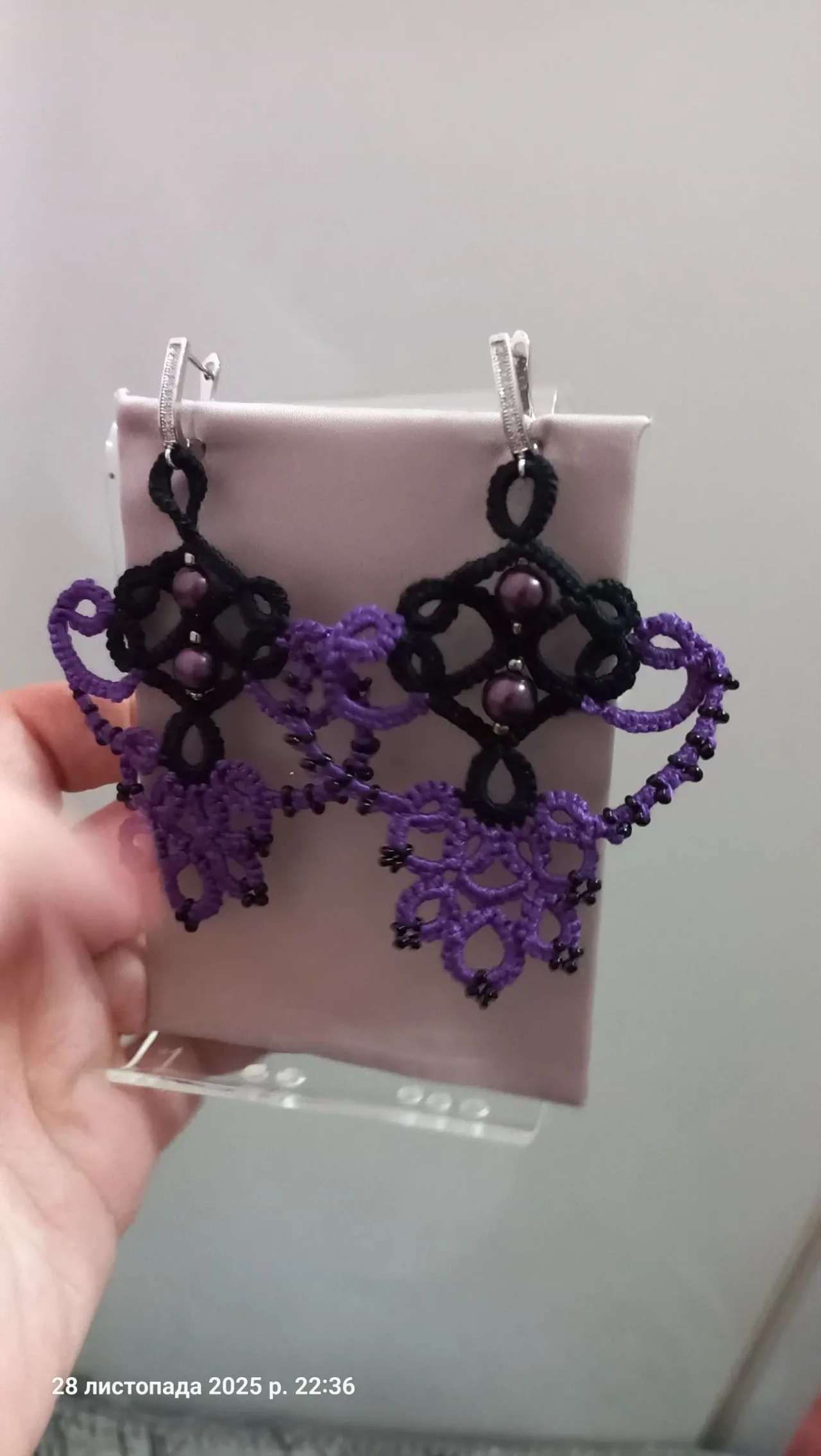 Сережки мереживні .Вишукані.. Техніка фріволіте анкарс. 2