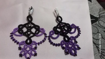 Сережки мереживні .Вишукані.. Техніка фріволіте анкарс.