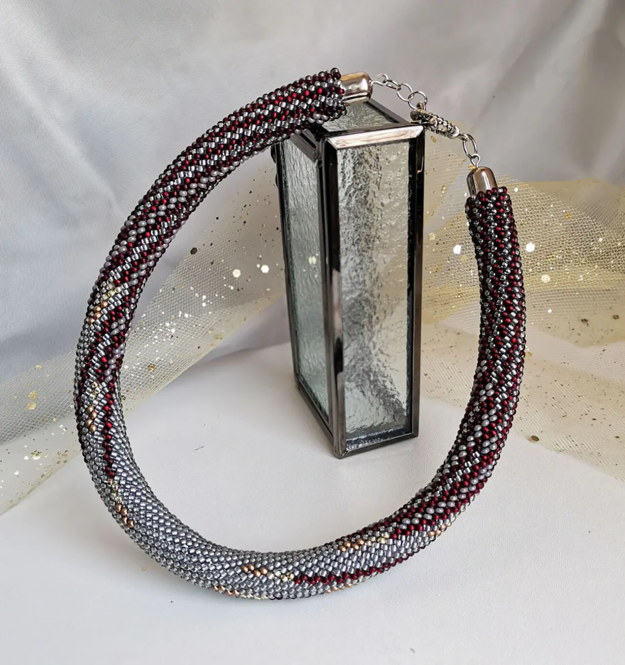 Прикраса із бісеру кольє-джгут Оксамит 4