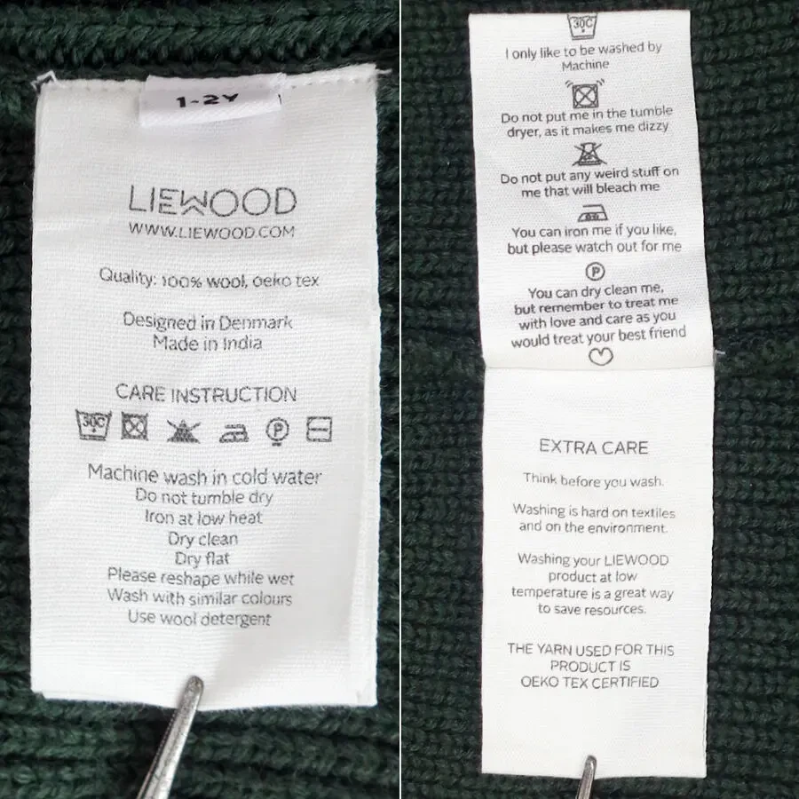 Liewood Rene шапка-бини с ушками для малыша 1-2 г 100% шерсть вязаная 7