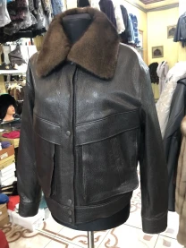 Дублянка коричнева,коротка комір норка зйомний