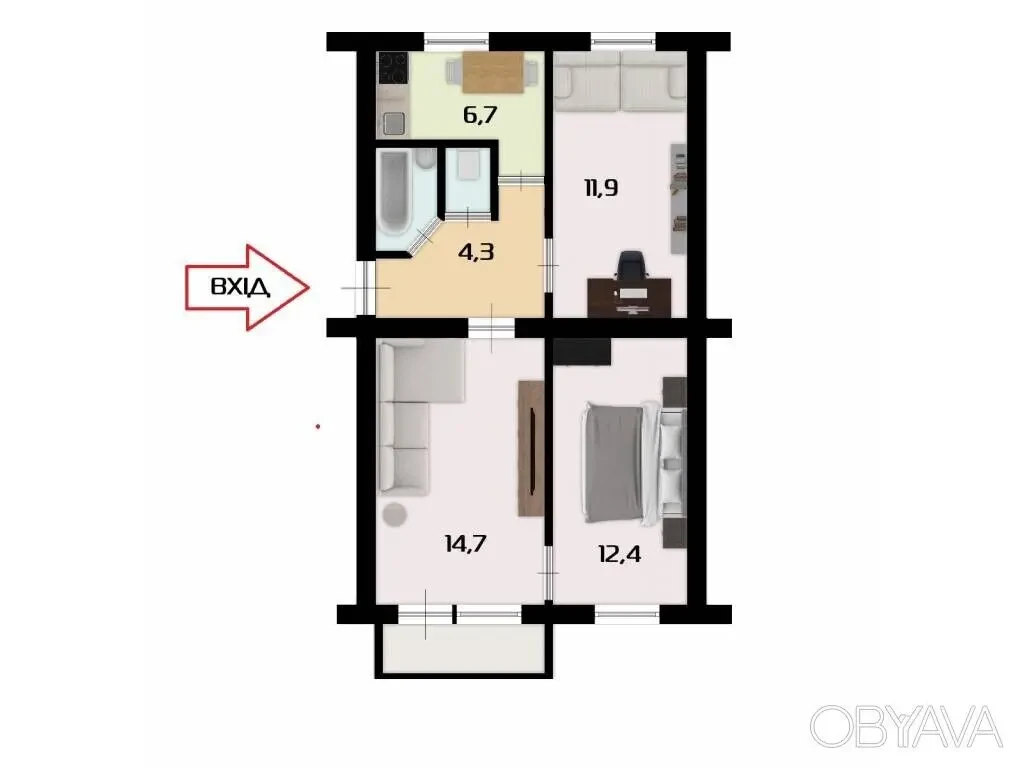 Своя 3-кімнатна квартира. Правий берег. Щаслива вулиця