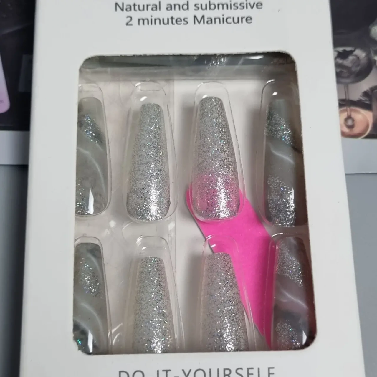 24 шт. накладні нігті сірі 3