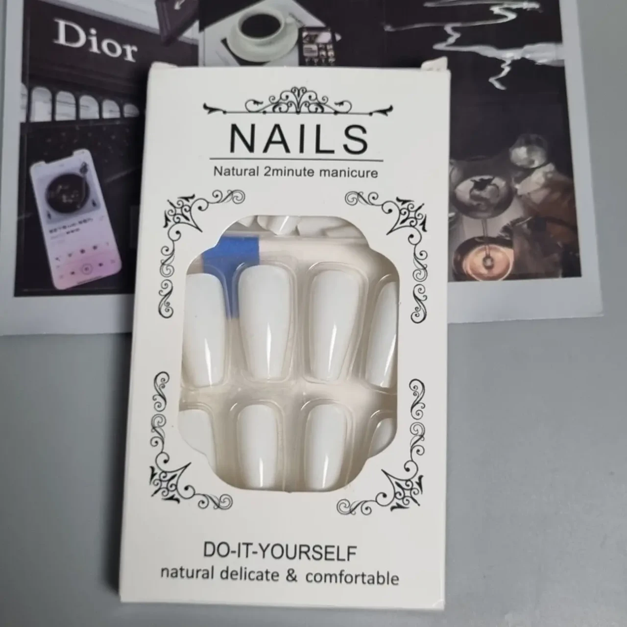 24шт шикарні білі омбре - довга квадратна форма