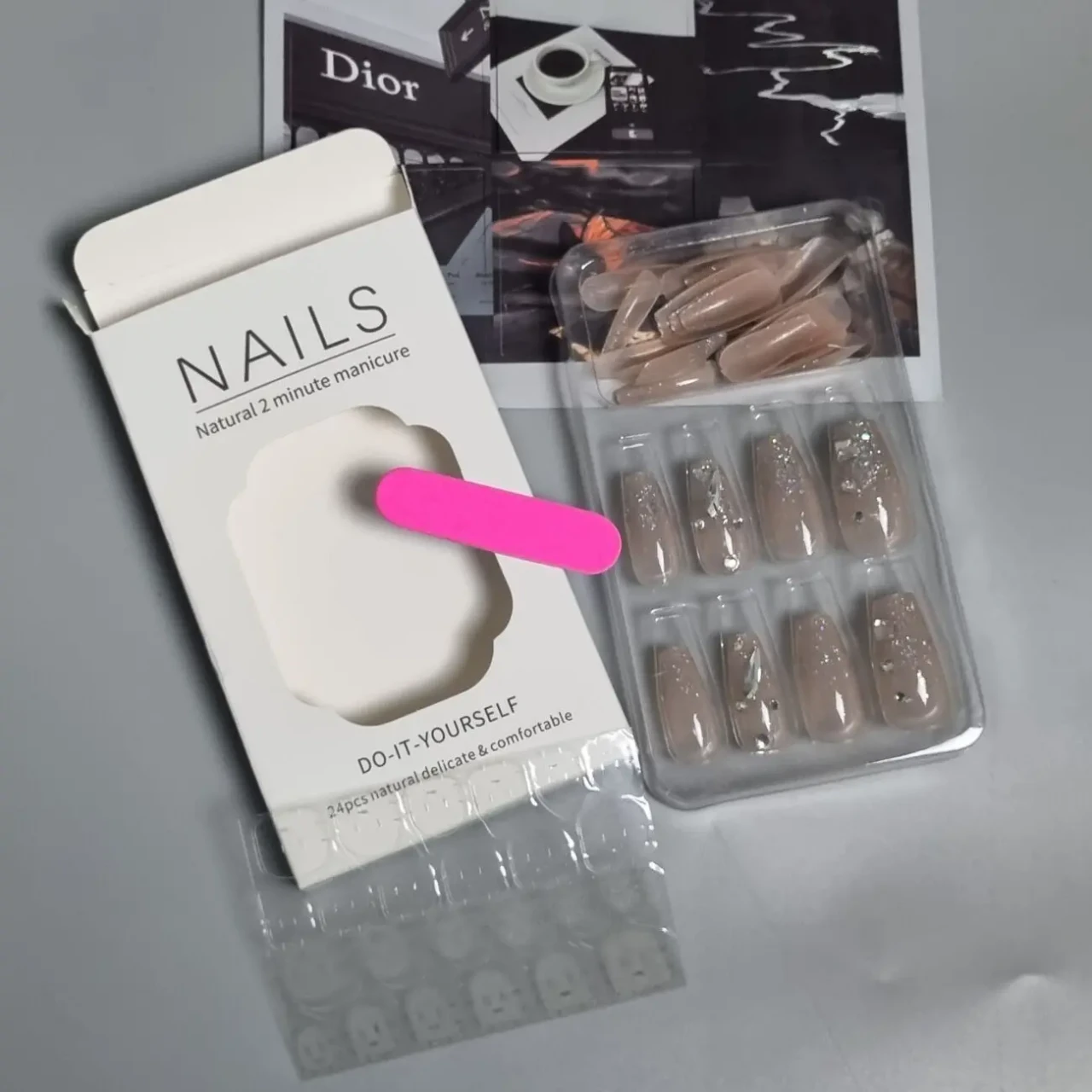 24 шт. набір накладних нігтів гламурний блиск 4