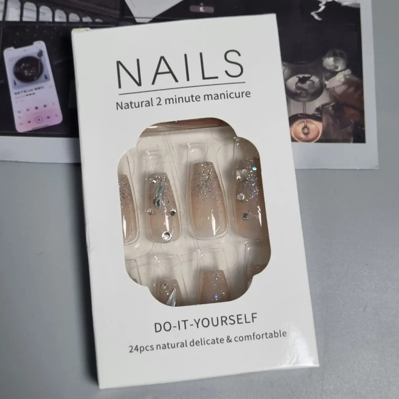 24 шт. набір накладних нігтів гламурний блиск