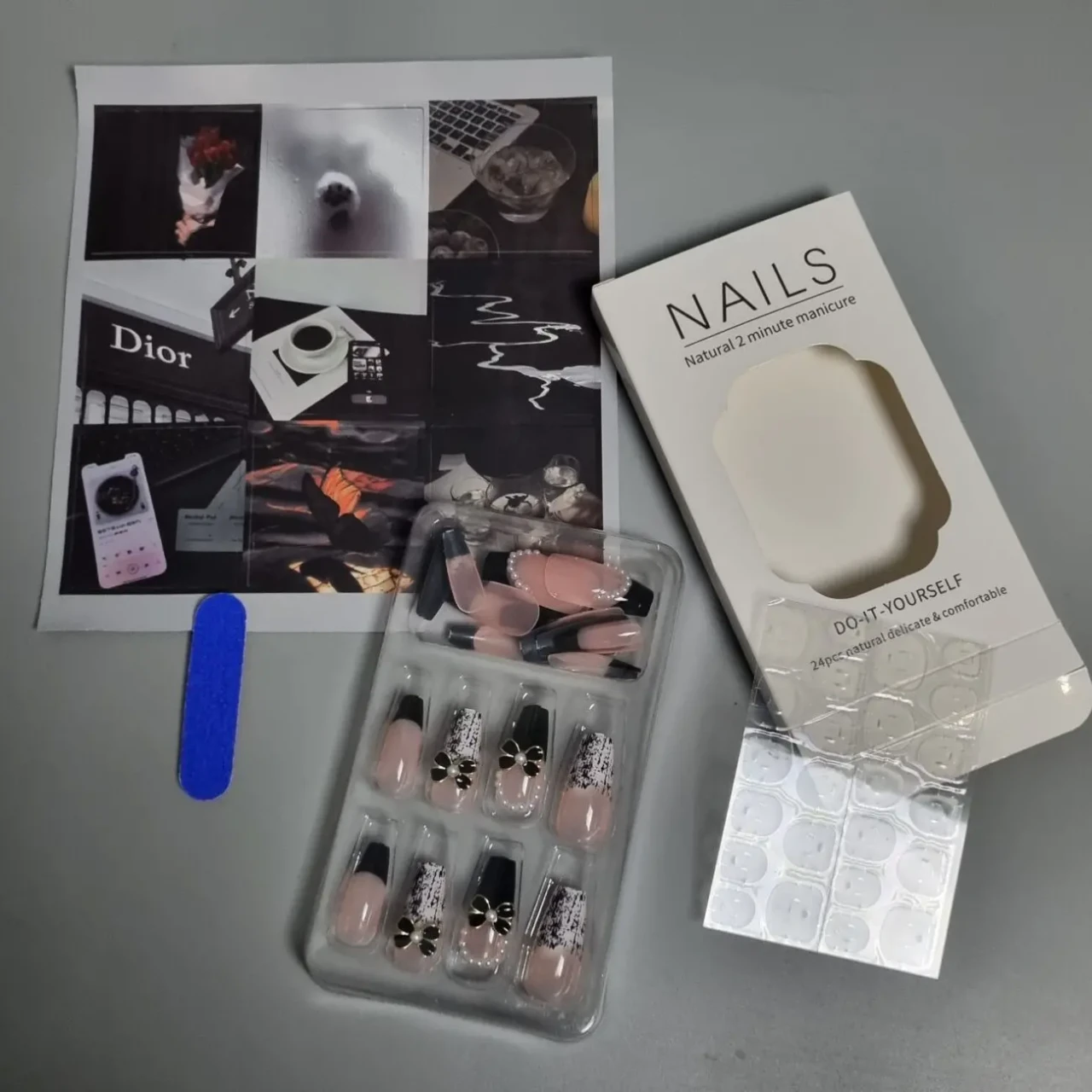 24 шт. чорний бант накладні нігті. 3