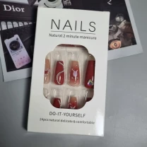 24 шт. накладні нігті-азіатський шик перли та серця