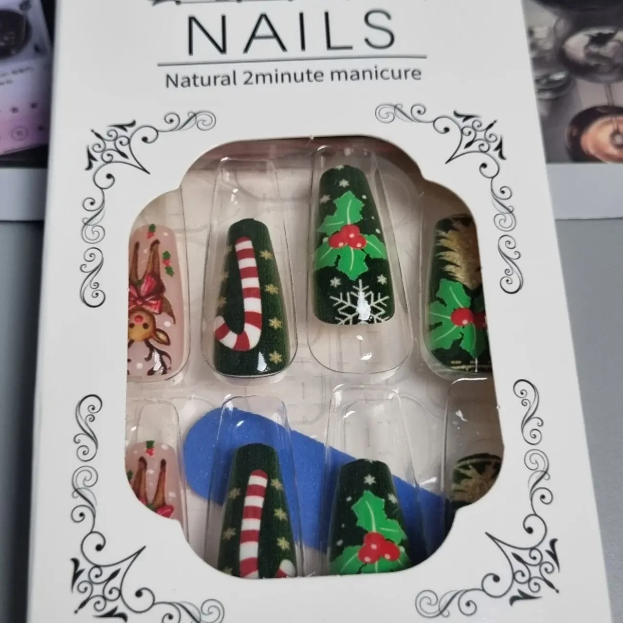 24 шт. накладні нігті -зимові візерунки 3