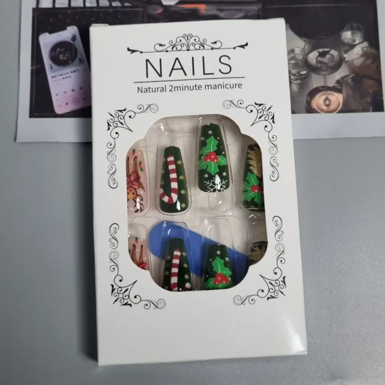 24 шт. накладні нігті -зимові візерунки