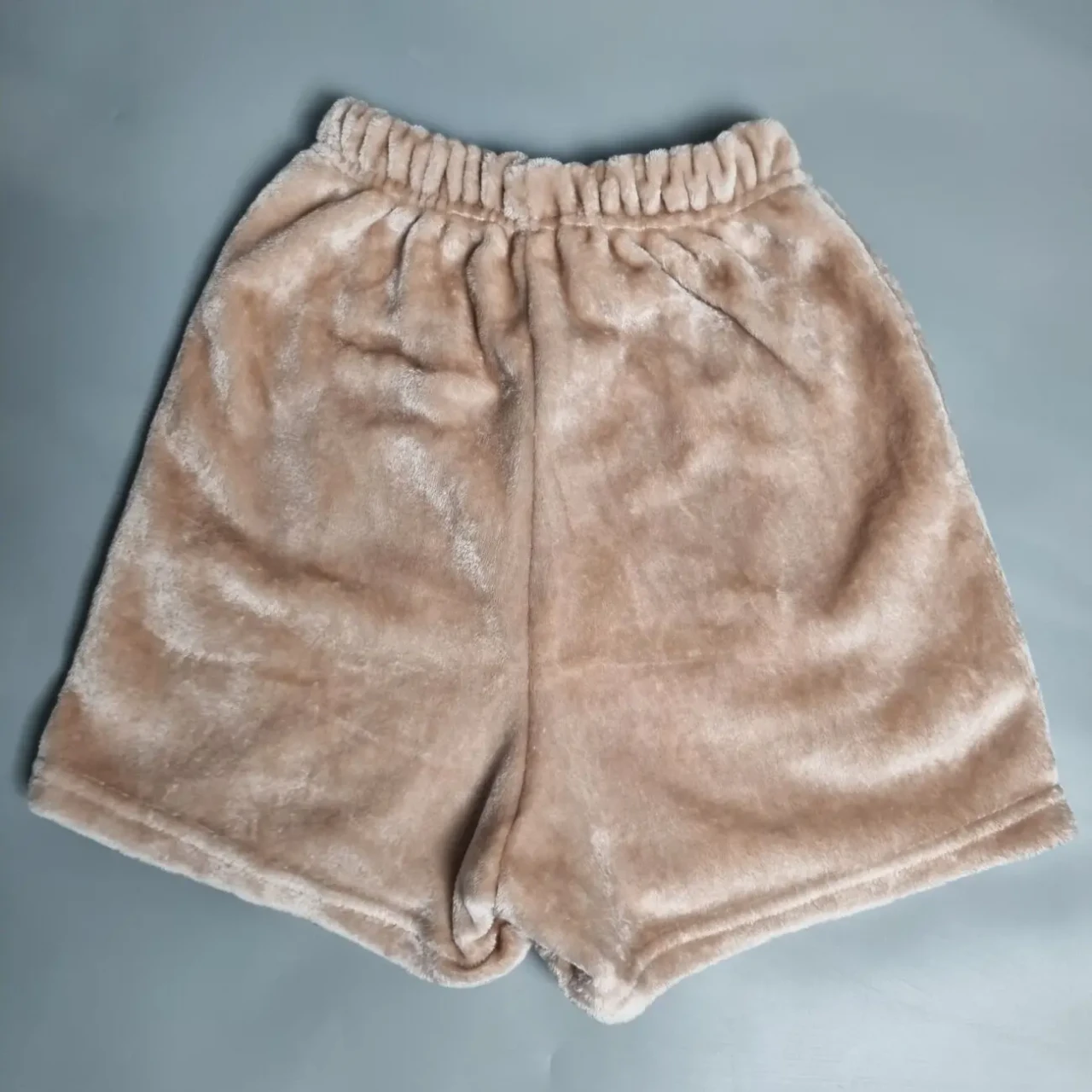 Жіночі персикові піжамні шорти з велсофту 4