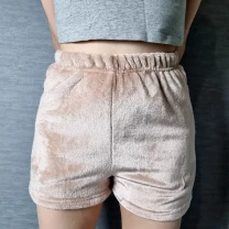 Жіночі персикові піжамні шорти з велсофту