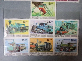 Марки - старые поезда - Гвинея-Бисау 1984 год.