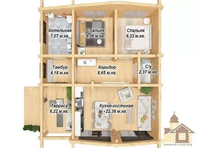Купити зруб з бруса недорого під ключ