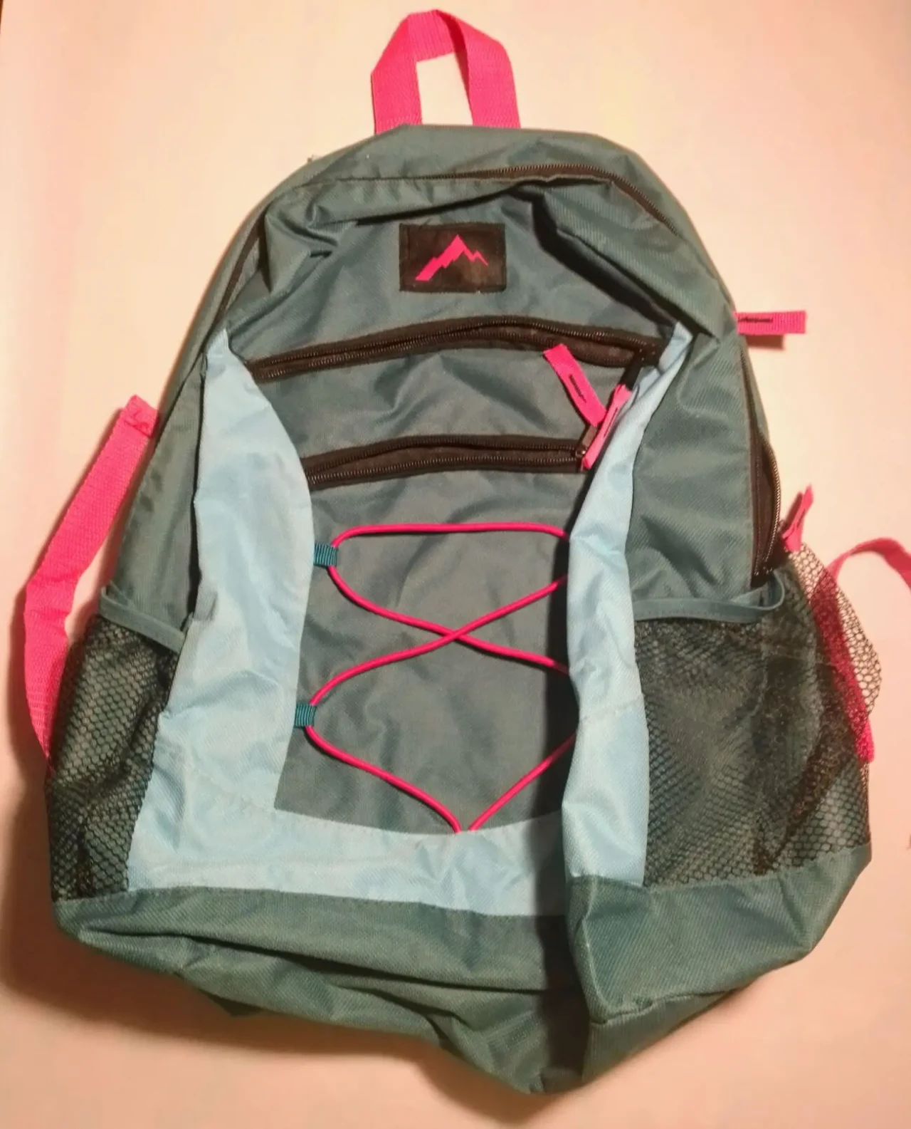 Рюкзак 20 л городской подростковый зеленый с розовым, пропитка