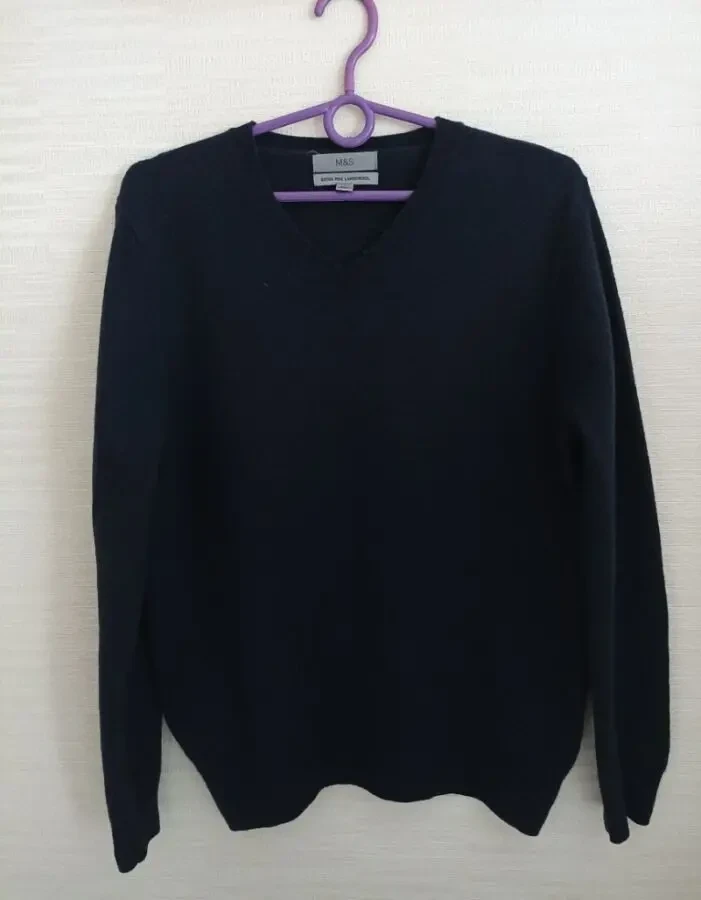 Marks Spencer Шерстяной теплый женский свитер т синий L 6