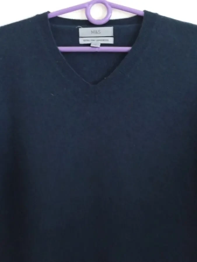 Marks Spencer Шерстяной теплый женский свитер т синий L 4