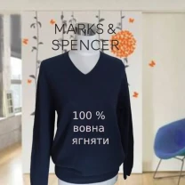 Marks Spencer Шерстяной теплый женский свитер т синий L