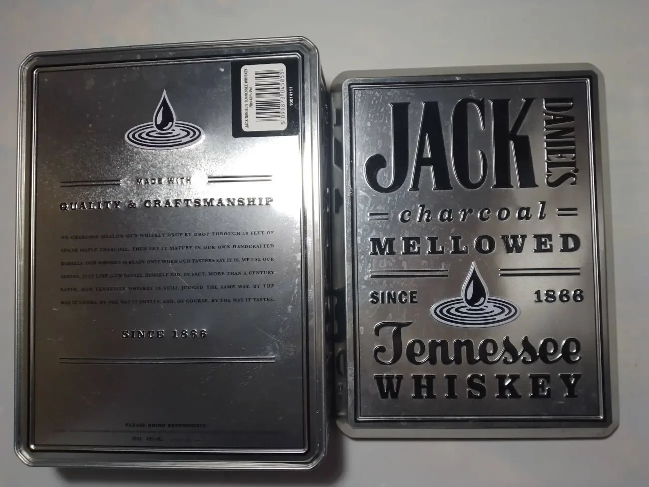 Коробочка серебристая жестяная металлическая большая прямоугольная