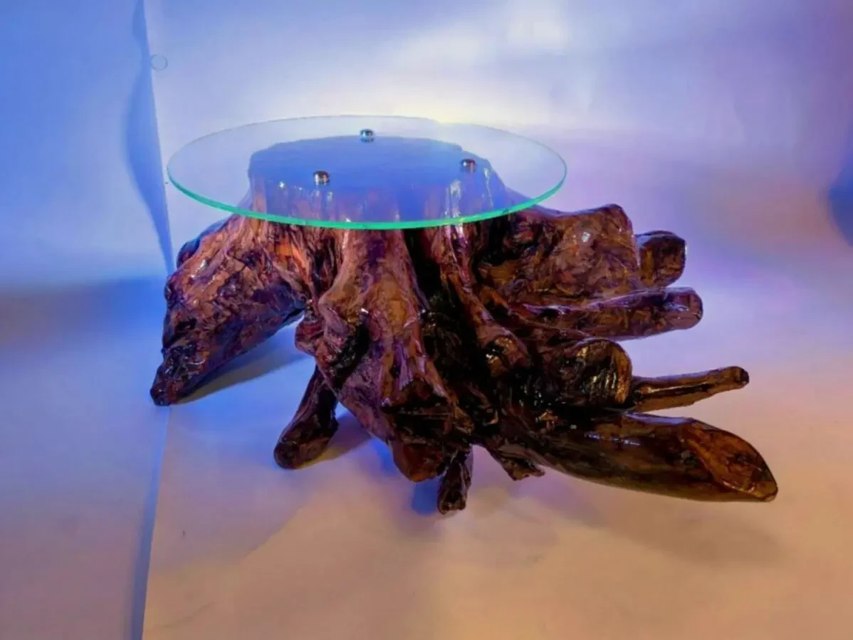 журнальний столик з масиву дерева та скла 6