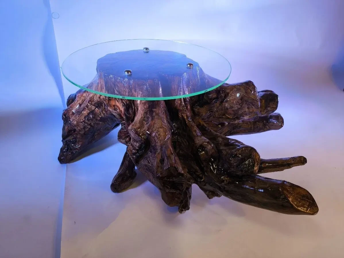 журнальний столик з масиву дерева та скла 5