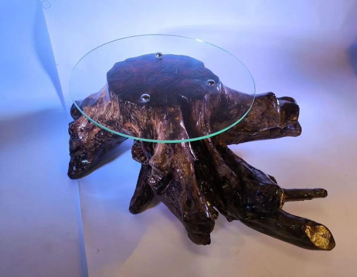 журнальний столик з масиву дерева та скла 7