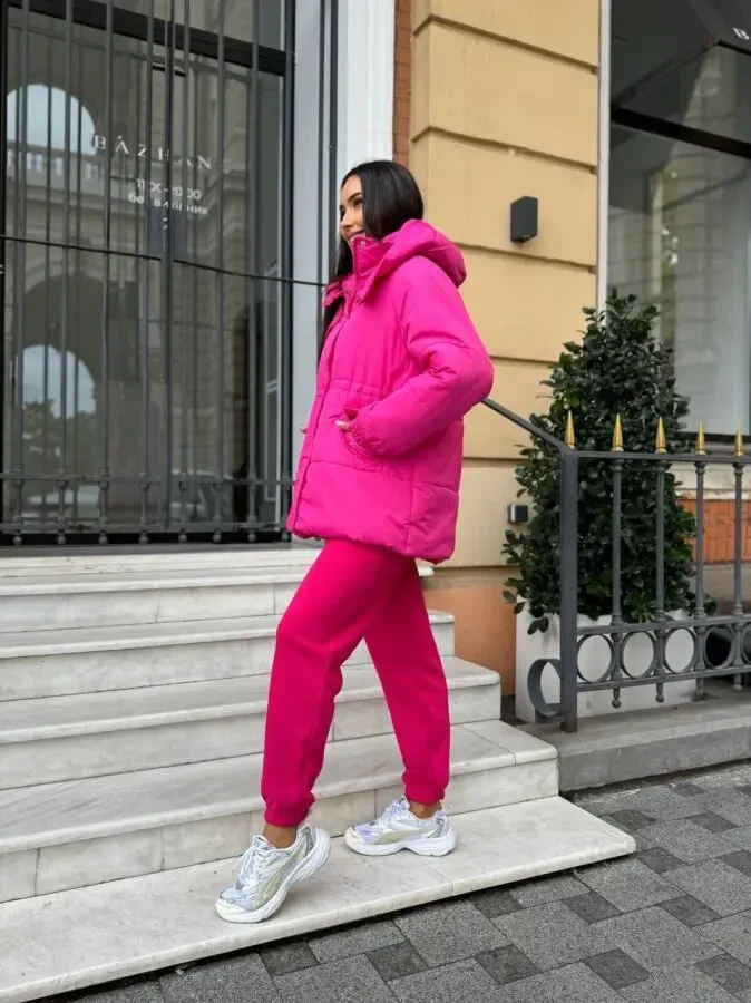 Тепла жіноча куртка рожева розміри 42-52 3