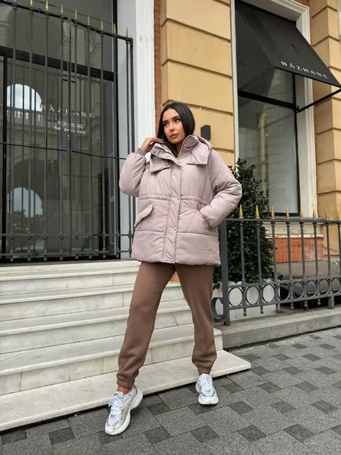 Жіноча тепла куртка мокко розміри 42-56 5