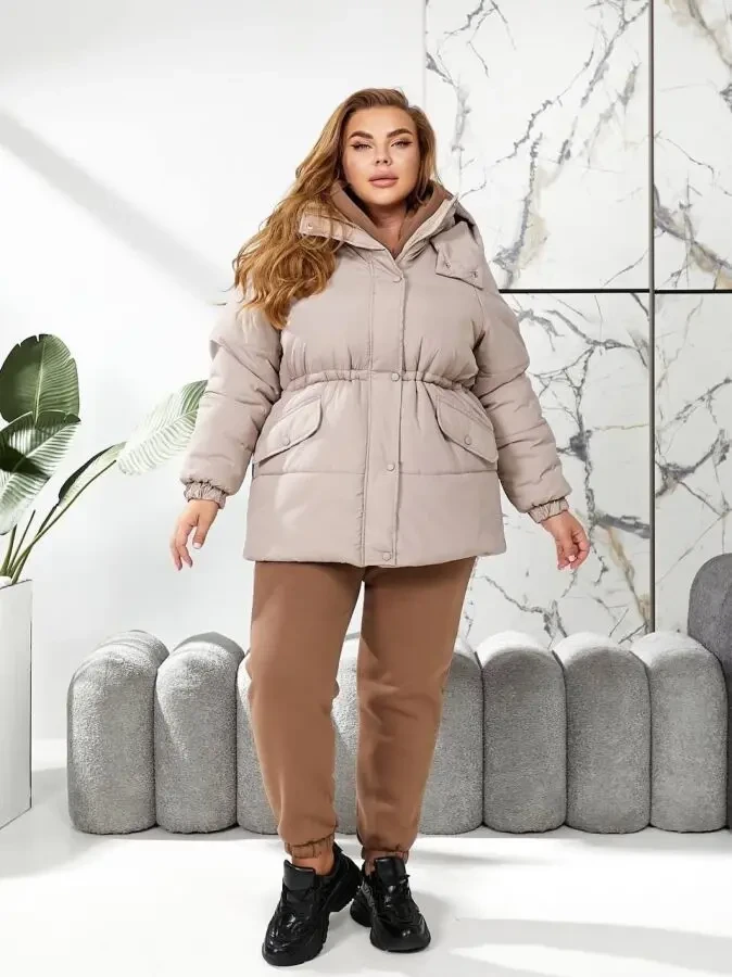 Жіноча тепла куртка мокко розміри 42-56