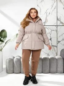 Жіноча тепла куртка мокко розміри 42-56