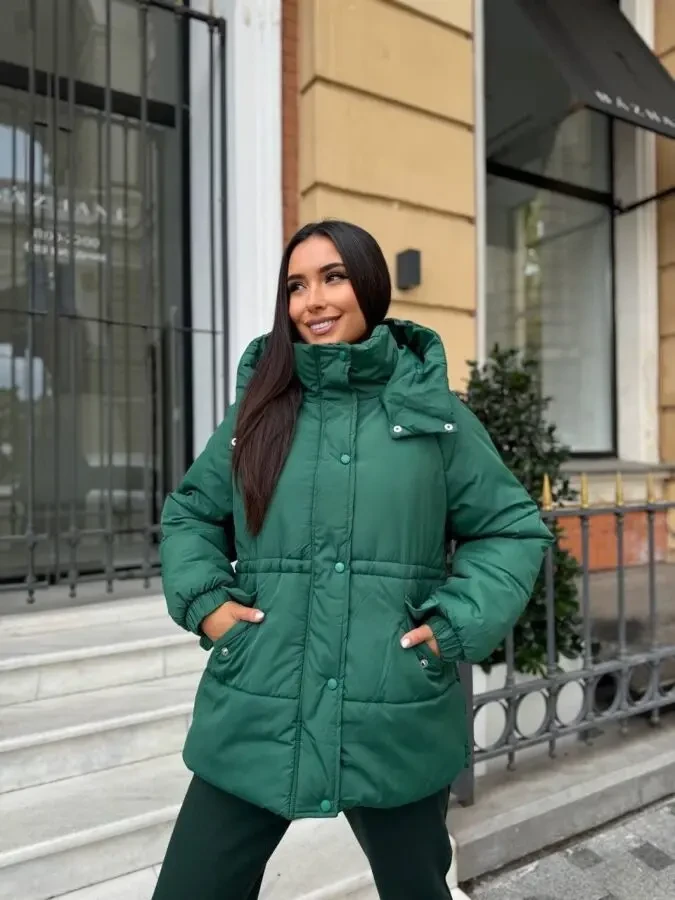 Тепла жіноча куртка зелена розміри 42-56 7