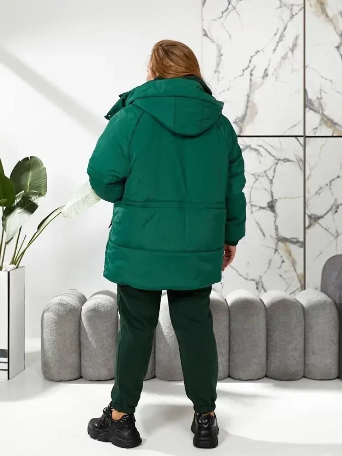 Тепла жіноча куртка зелена розміри 42-56 4