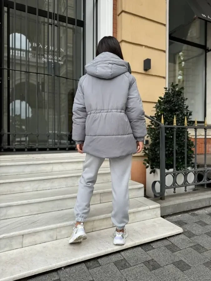 Тепла жіноча куртка сіра розміри 42-56 6