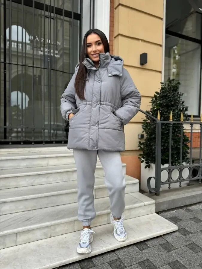 Тепла жіноча куртка сіра розміри 42-56 7