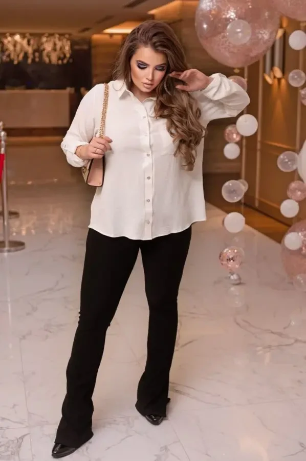 Жіноча блузка сорочка великих розмірів 54-60 креп білий 2