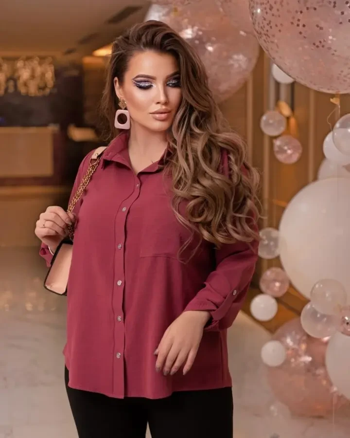 Жіноча блузка сорочка великих розмірів 54-60 креп сірий 7